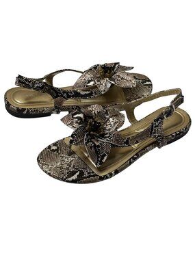 Akira Snake Print Slingback Floral Flat Sandals Women 7 New